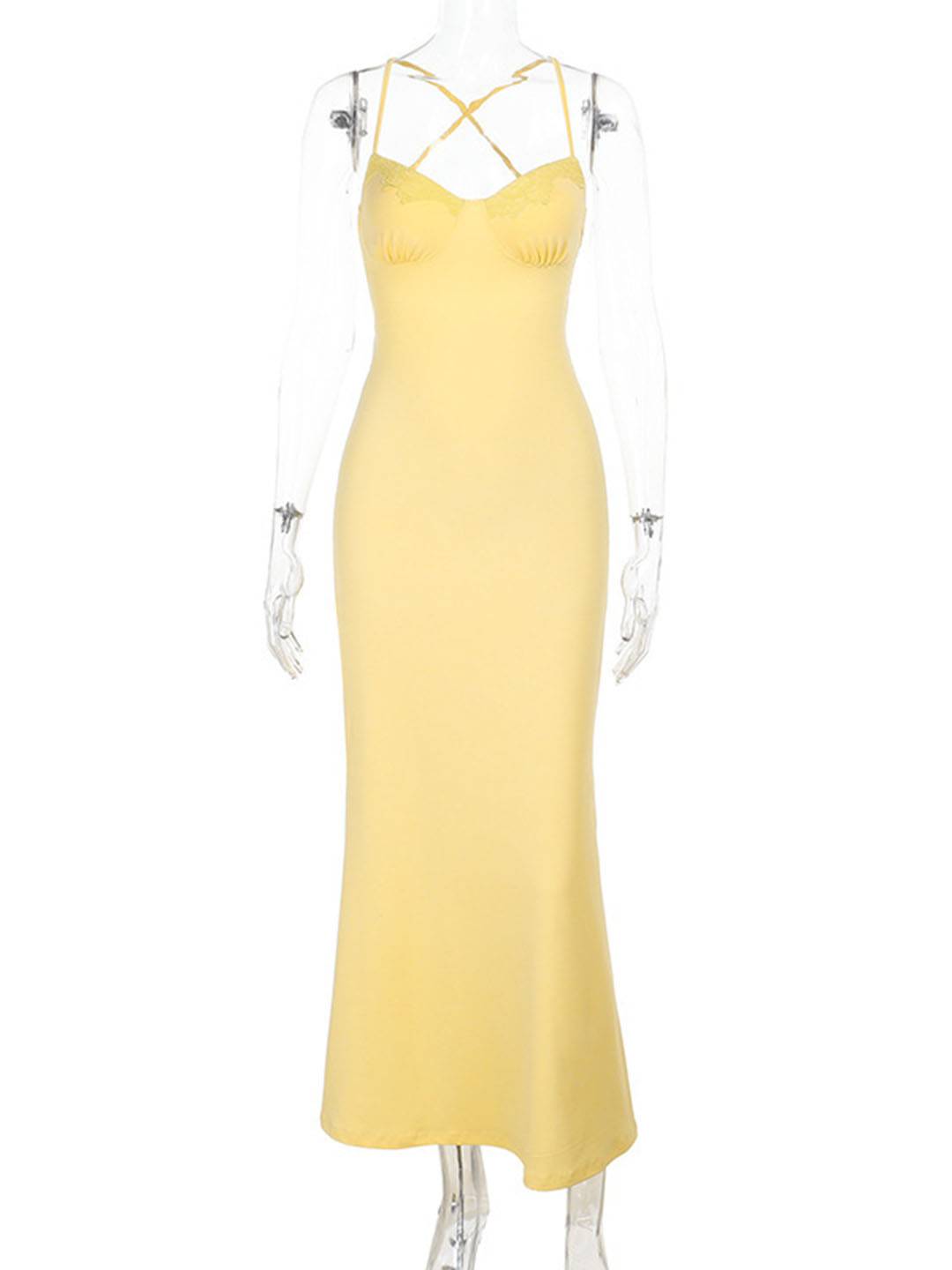 Cocolii robe longue moulante v-cou croisé dos dos nu sans manches femme casual élégant bal de promo de plage