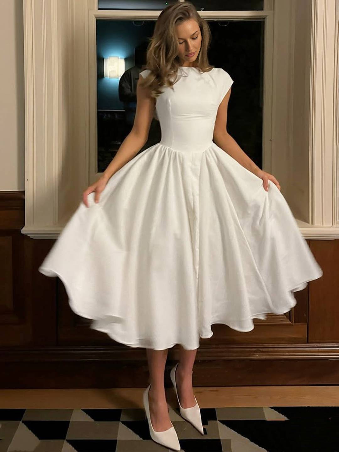 Cocolii longue robe trapèze dos nu col rond sans manches élégant audrey hepburn vintage bal de promo anniversaire