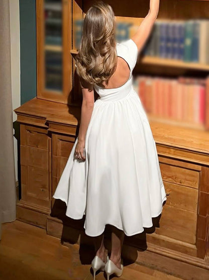 Cocolii longue robe trapèze dos nu col rond sans manches élégant audrey hepburn vintage bal de promo anniversaire