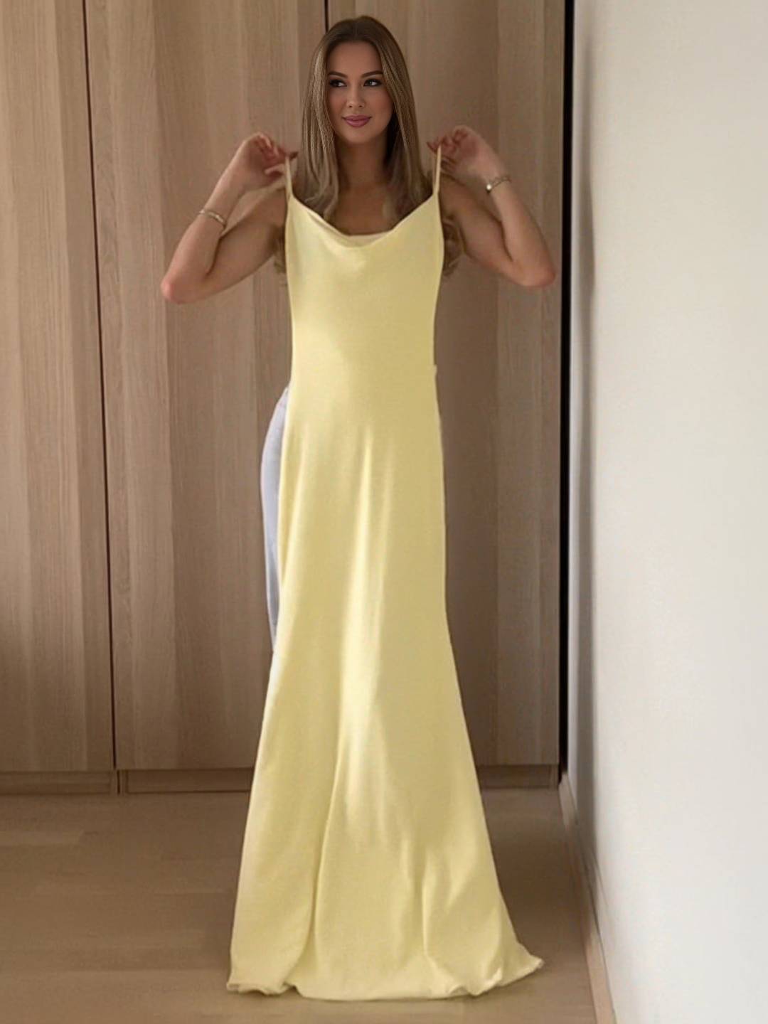 Cocolii longue robe moulante v-cou sans manches dentelle dos nu à fines brides femme casual bal de promo invité mariage
