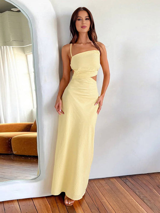 Cocolii robe longue découpes moulante dos nu à fines brides sans manches femme élégan casual de soirée hampetre de plage