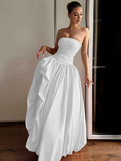 Cocolii longue robe bal de promo bustier irrégulière fendu le côté fluide sans manches femme élégan de soirée anniversaire