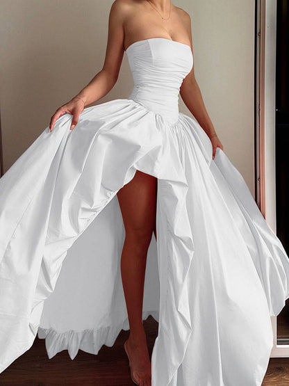 Cocolii longue robe bal de promo bustier irrégulière fendu le côté fluide sans manches femme élégan de soirée anniversaire