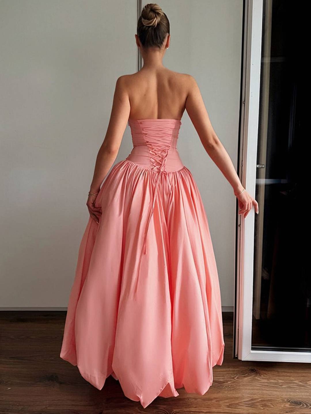 Cocolii longue robe bal de promo bustier irrégulière fendu le côté fluide sans manches femme élégan de soirée anniversaire