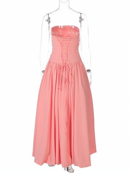 Cocolii longue robe bal de promo bustier irrégulière fendu le côté fluide sans manches femme élégan de soirée anniversaire