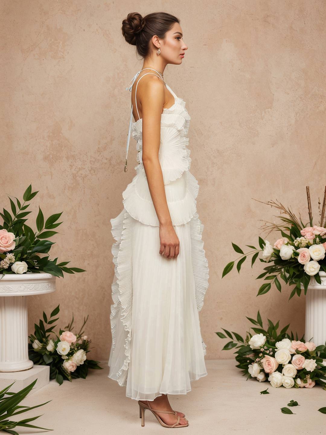 Cocolii longue robe de soirée licou plissé irrégulière fendu le côté dos nu sans manches élégant bal de promo occasions spéciales