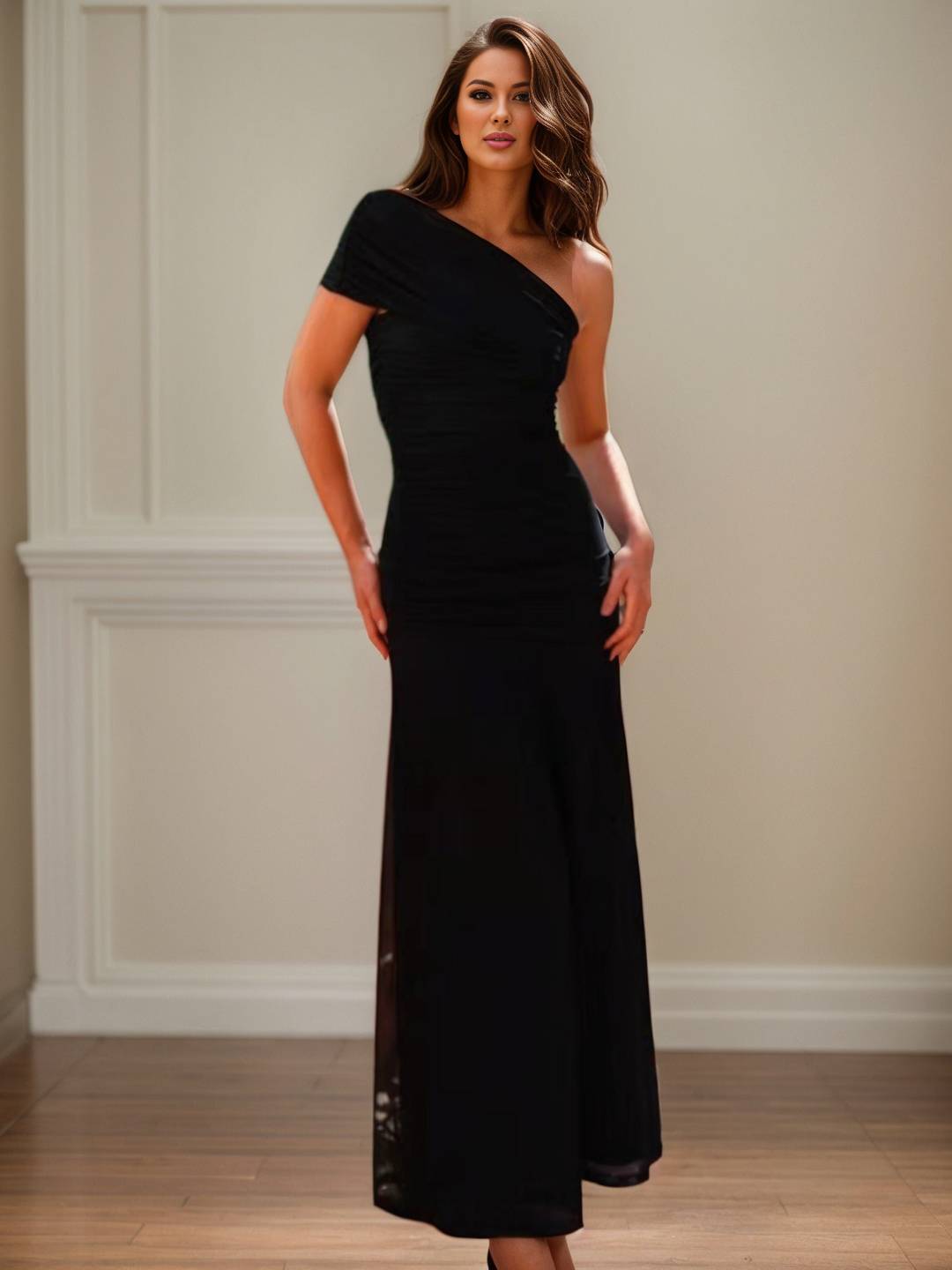 Cocolii longue robe invité mariage une épaule unicolore fluide sans manches élégant décontracté bal de promo cérémonie de plage