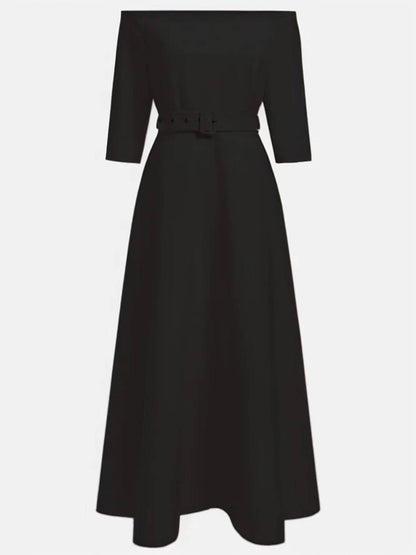 Cocolii robe longue de soirée pour mariage ceinture élégant style tailleur audrey hepburn vintage bal de promo cérémonie