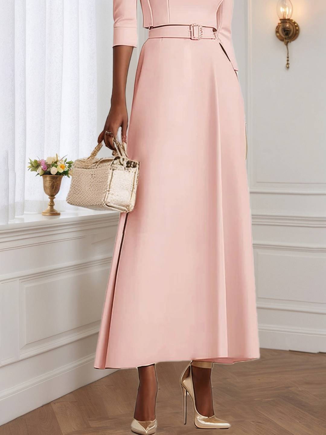 Cocolii robe longue de soirée pour mariage ceinture élégant style tailleur audrey hepburn vintage bal de promo cérémonie