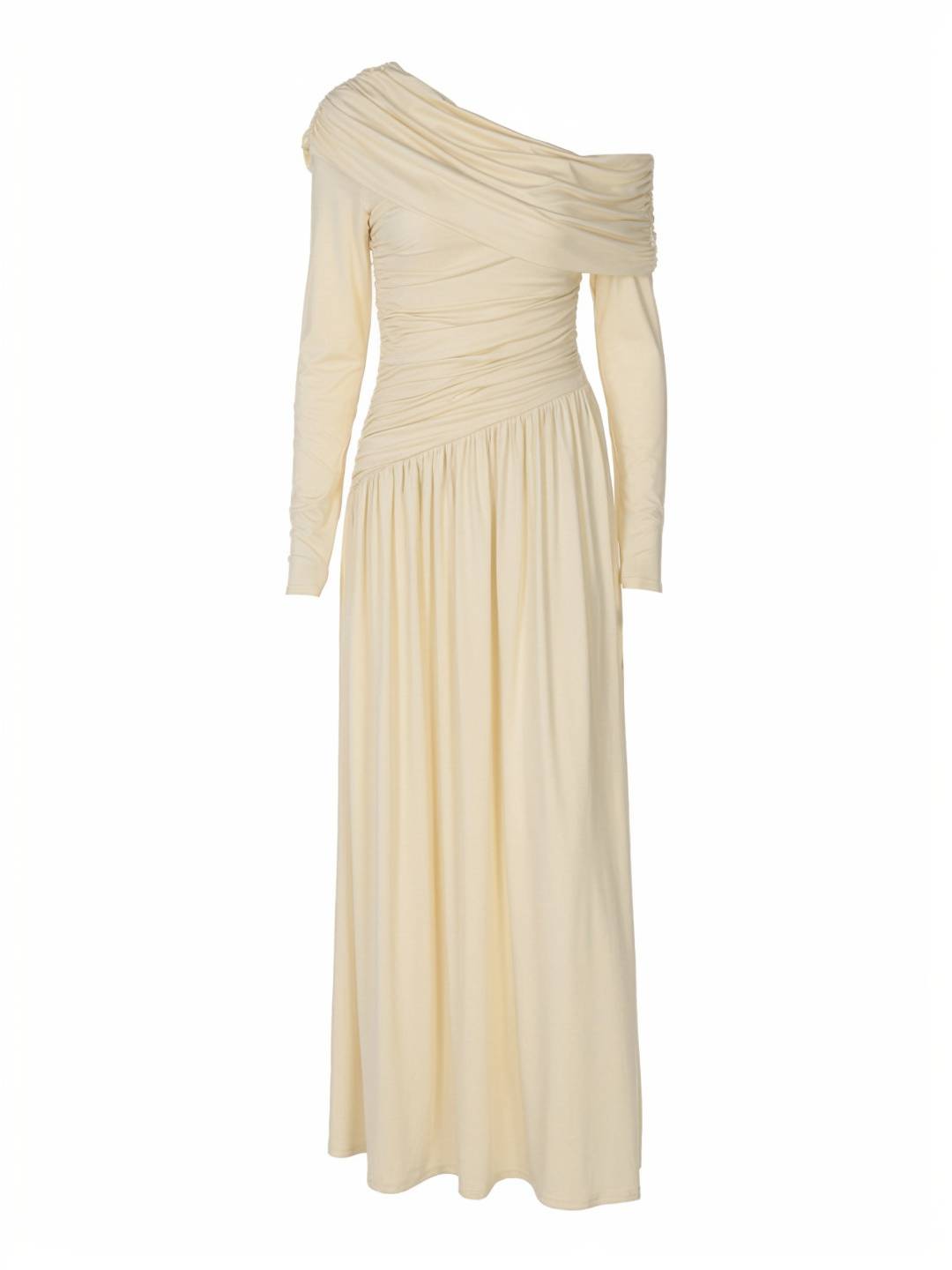 Cocolii robe longue femme une épaule drapée fluide manches longues élégant robe de soirée cérémonie bal de promo