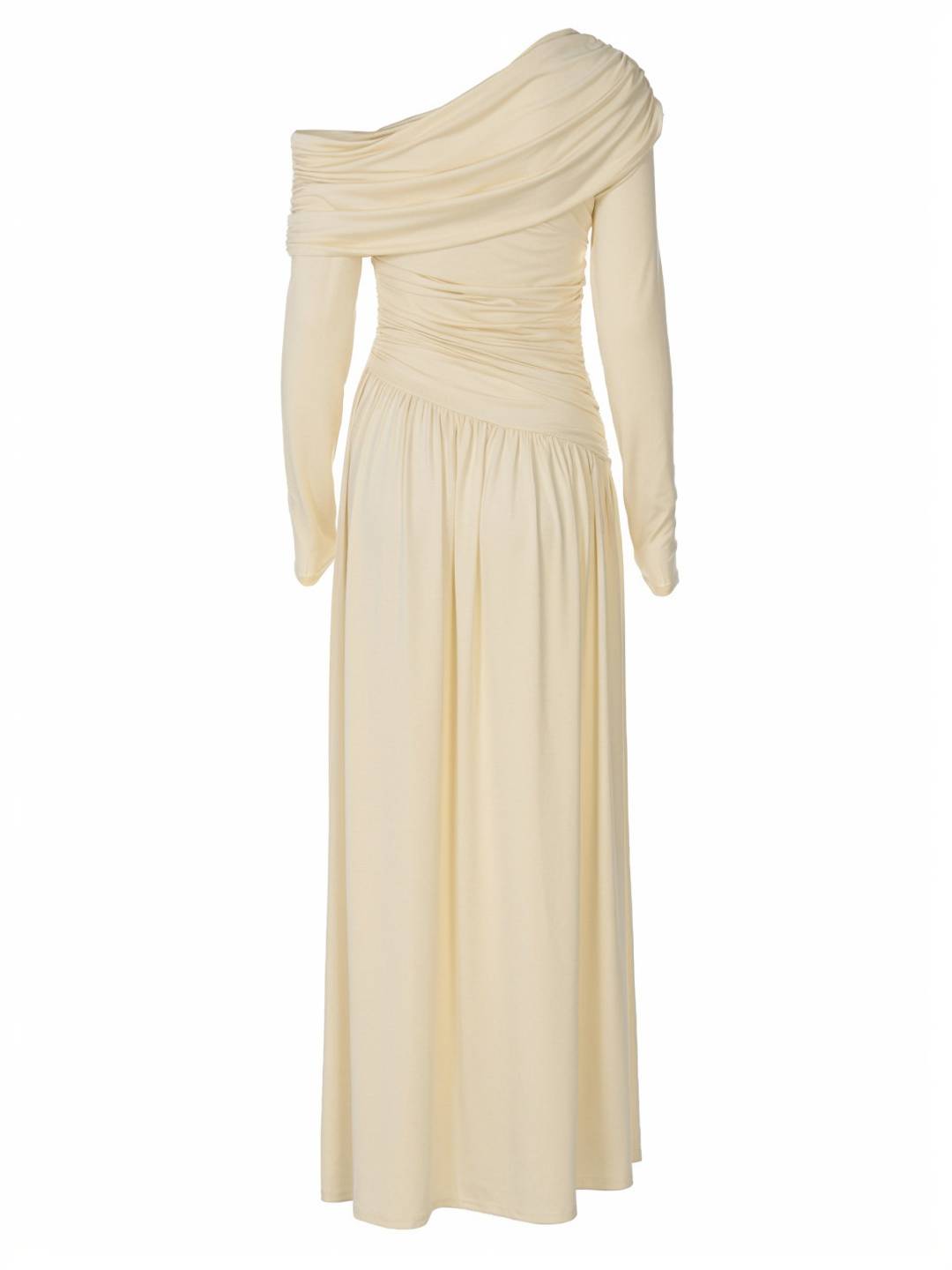 Cocolii robe longue femme une épaule drapée fluide manches longues élégant robe de soirée cérémonie bal de promo