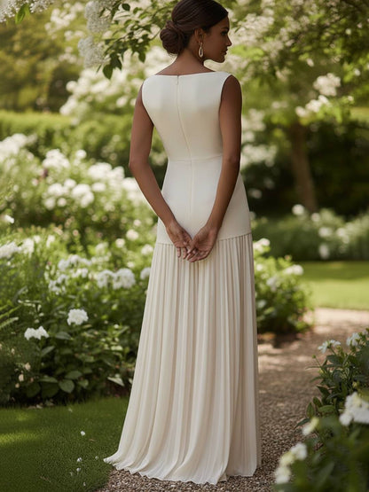 Cocolii ensemble robe de soirée trapèze col bateau sans manches femme élégant avec hauts et longue plissé jupe cérémonie