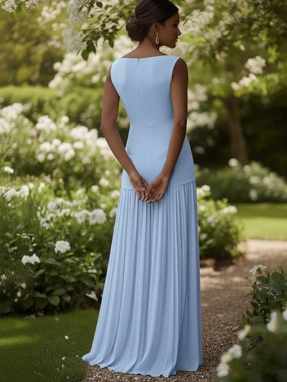 Cocolii ensemble robe de soirée trapèze col bateau sans manches femme élégant avec hauts et longue plissé jupe cérémonie