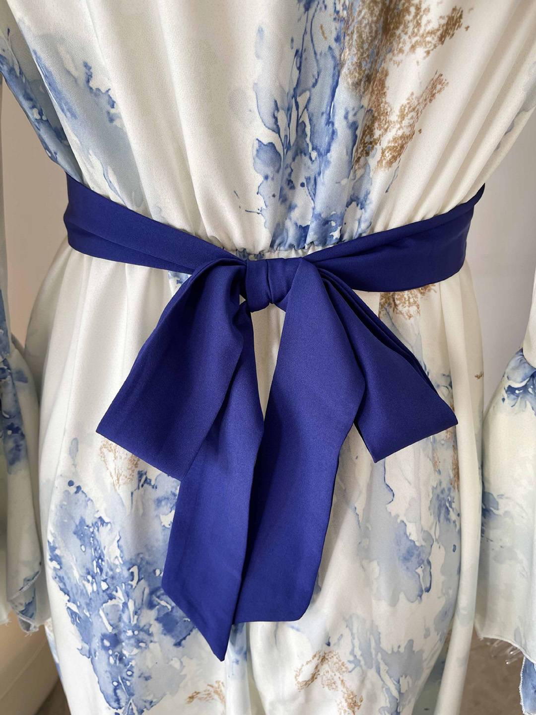 Cocolii robe longue en mousseline imprimé à fleurie v-cou manches évasées manches longues femme vintage bohème