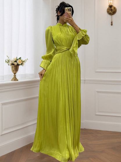 Cocolii robe longue col roulé fluide plissé manches bouffantes manches longues femme médiévale vintage de soirée