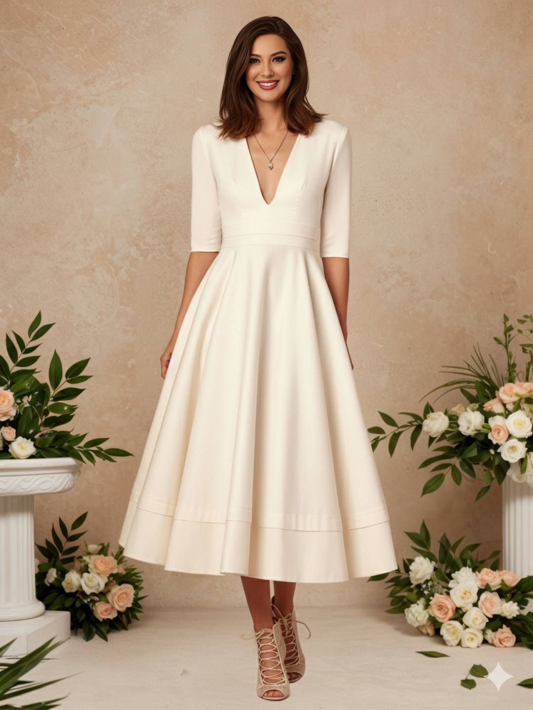 Cocolii longue robe de cérémonie femme robe trapèze v-cou élégant vintage fete cocktail de anniversaire