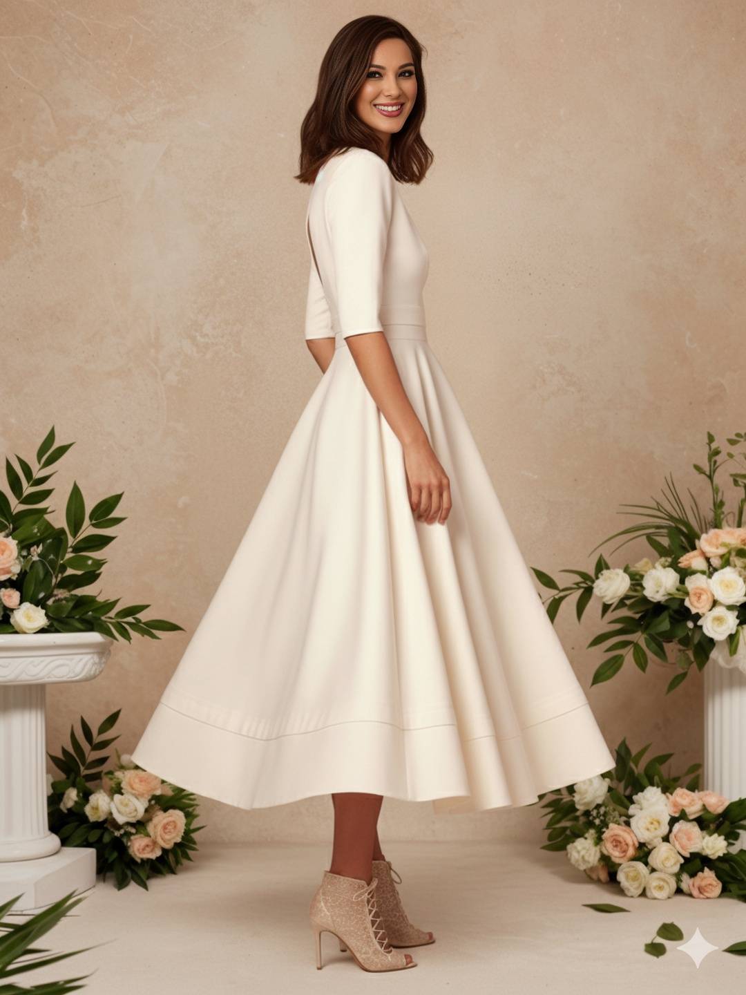 Cocolii longue robe de cérémonie femme robe trapèze v-cou élégant vintage fete cocktail de anniversaire