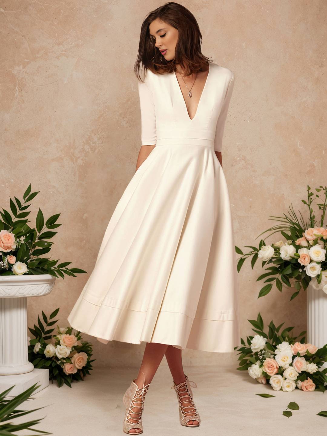 Cocolii longue robe de cérémonie femme robe trapèze v-cou élégant vintage fete cocktail de anniversaire