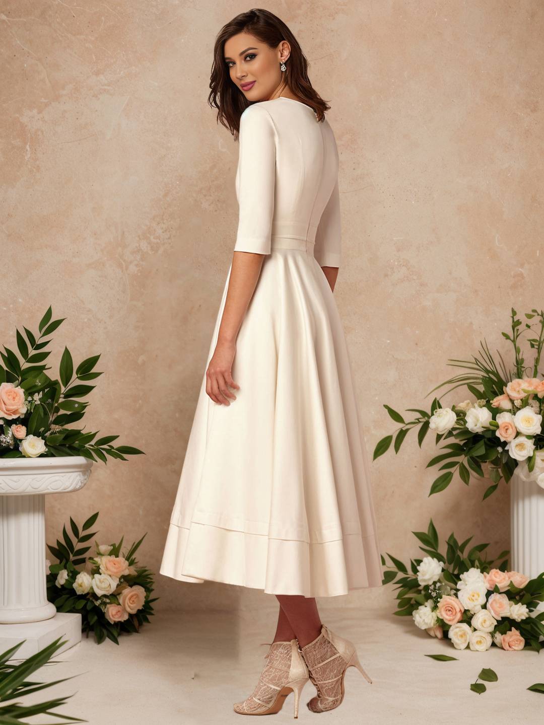 Cocolii longue robe de cérémonie femme robe trapèze v-cou élégant vintage fete cocktail de anniversaire