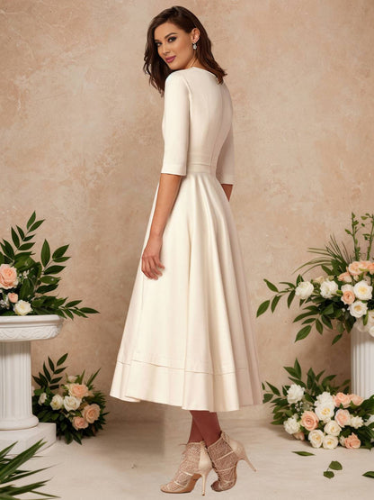 Cocolii longue robe de cérémonie femme robe trapèze v-cou élégant vintage fete cocktail de anniversaire