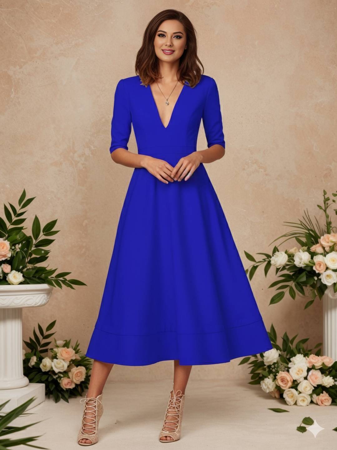 Cocolii longue robe de cérémonie femme robe trapèze v-cou élégant vintage fete cocktail de anniversaire