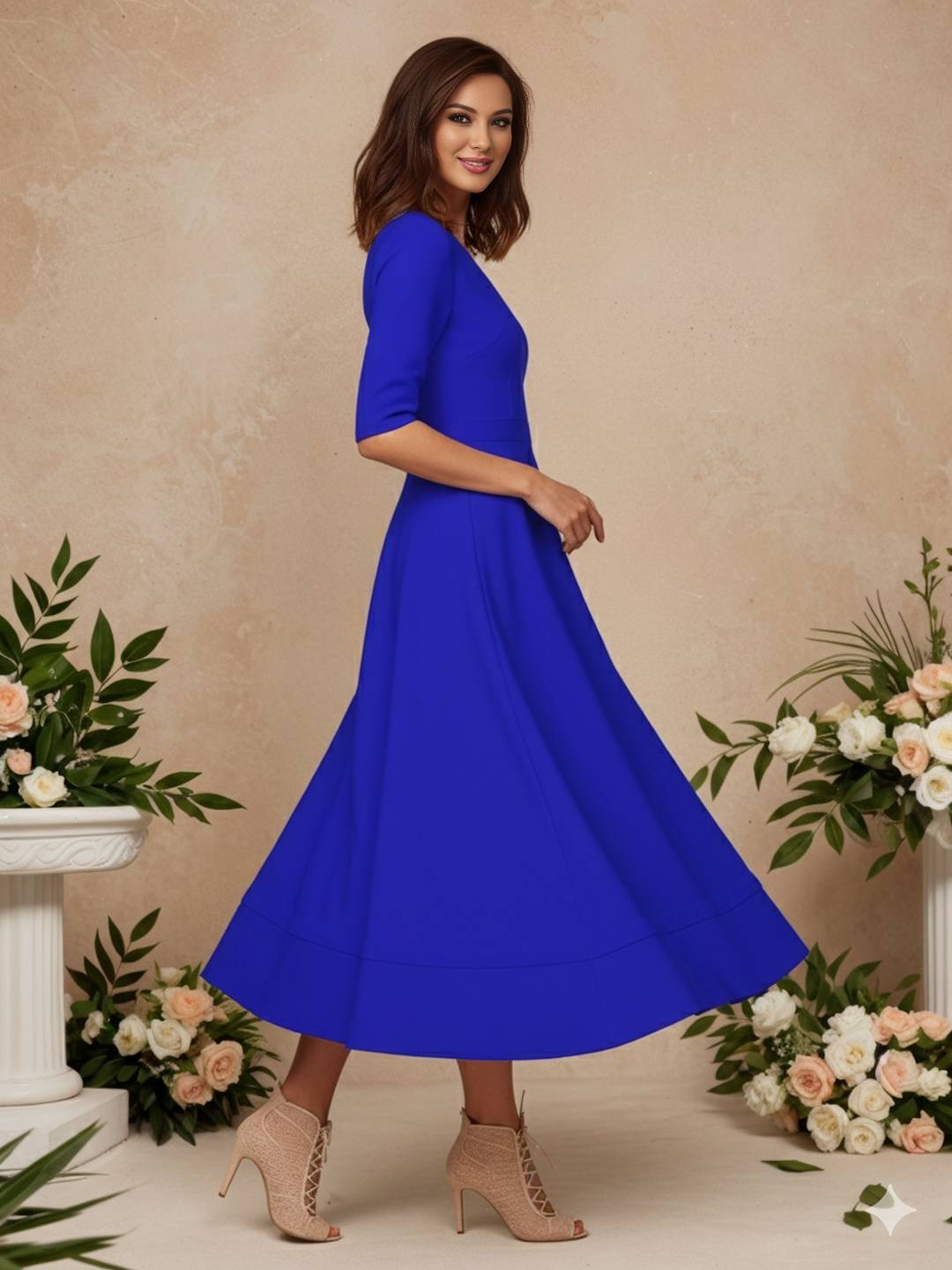 Cocolii longue robe de cérémonie femme robe trapèze v-cou élégant vintage fete cocktail de anniversaire