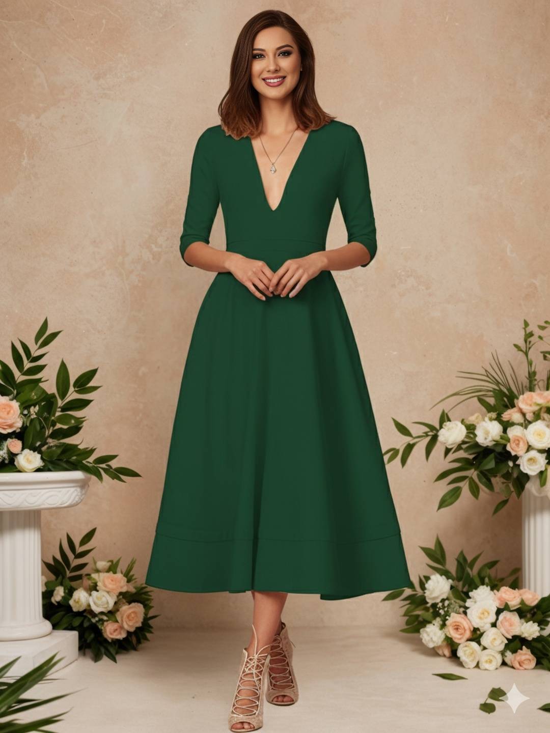 Cocolii longue robe de cérémonie femme robe trapèze v-cou élégant vintage fete cocktail de anniversaire