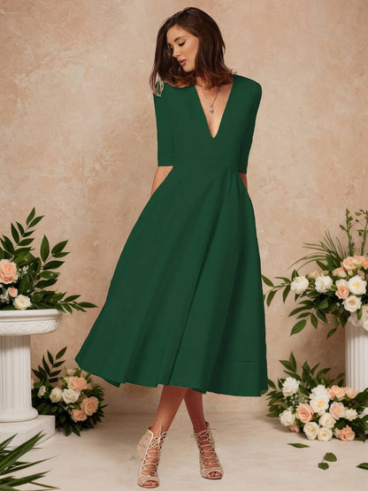 Cocolii longue robe de cérémonie femme robe trapèze v-cou élégant vintage fete cocktail de anniversaire