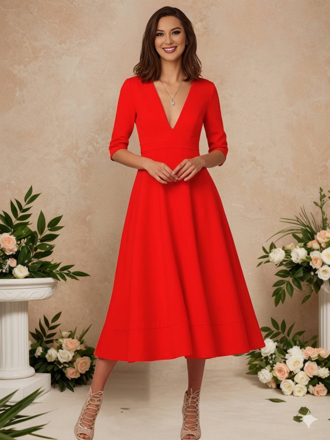 Cocolii longue robe de cérémonie femme robe trapèze v-cou élégant vintage fete cocktail de anniversaire