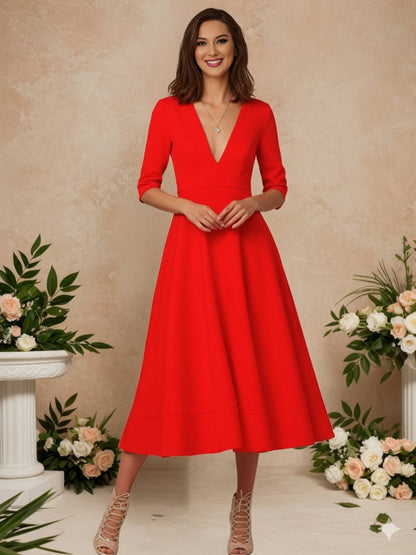 Cocolii longue robe de cérémonie femme robe trapèze v-cou élégant vintage fete cocktail de anniversaire