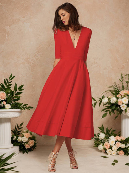 Cocolii longue robe de cérémonie femme robe trapèze v-cou élégant vintage fete cocktail de anniversaire