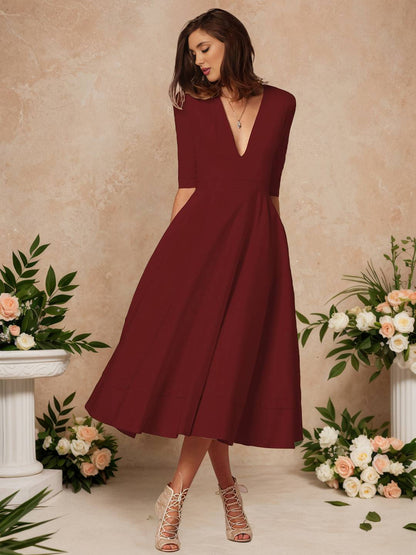 Cocolii longue robe de cérémonie femme robe trapèze v-cou élégant vintage fete cocktail de anniversaire