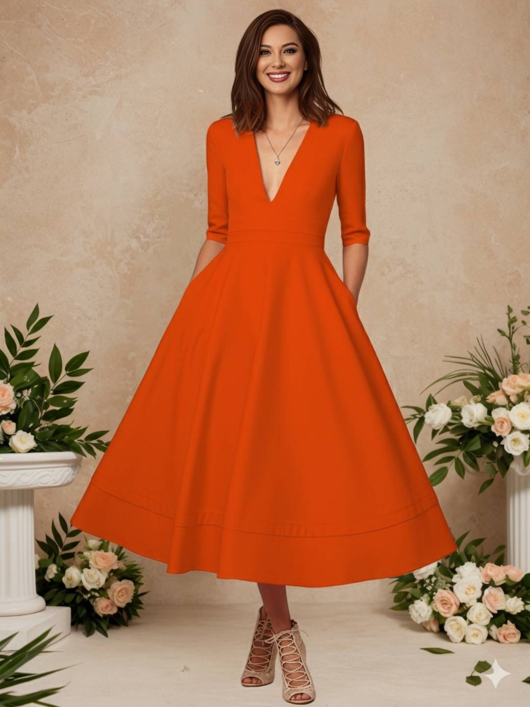 Cocolii longue robe de cérémonie femme robe trapèze v-cou élégant vintage fete cocktail de anniversaire