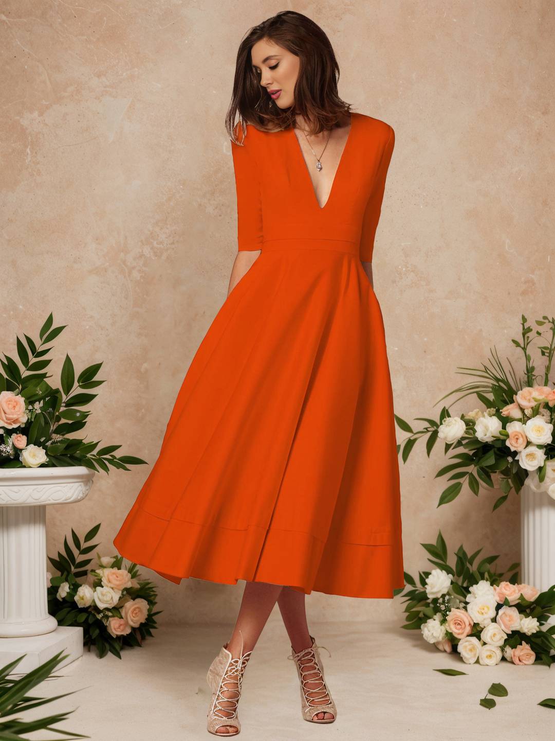 Cocolii longue robe de cérémonie femme robe trapèze v-cou élégant vintage fete cocktail de anniversaire