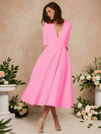 Cocolii longue robe de cérémonie femme robe trapèze v-cou élégant vintage fete cocktail de anniversaire