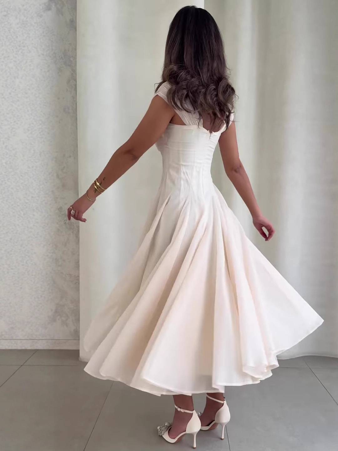 Cocolii longue robe de soirée pour mariage robe patineuse cross tulle col bateau sans manches élégant cérémonie anniversaire