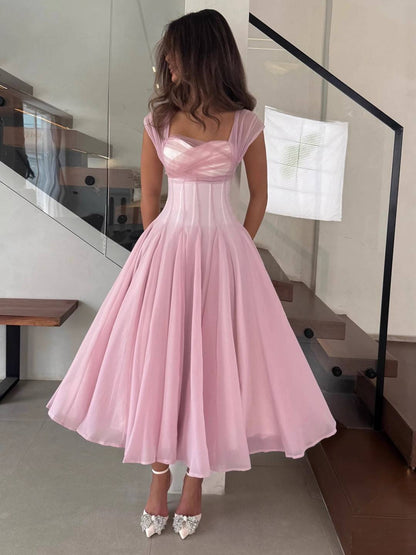 Cocolii longue robe de soirée pour mariage robe patineuse cross tulle col bateau sans manches élégant cérémonie anniversaire
