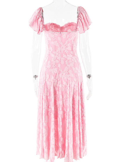 Cocolii mi-longue robe col bateau dos nu femme élégant mode de cocktail champetre bal de promo