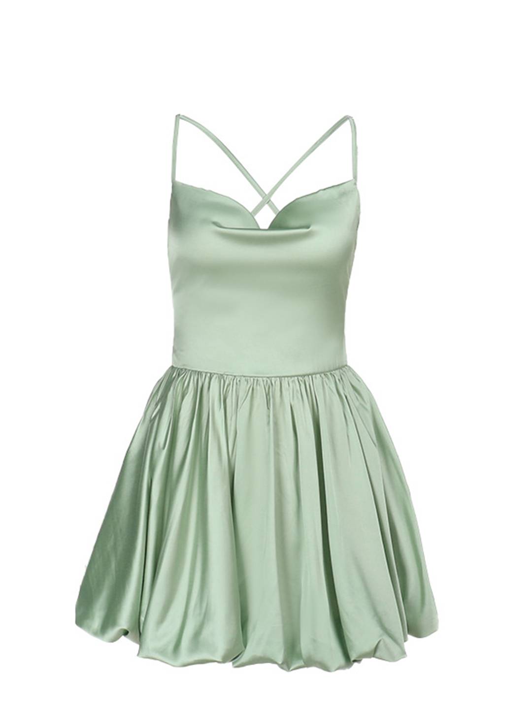 Cocolii robe courte en satin v-cou à fines brides dos nu sans manches femme doux élégant de fete cocktail anniversaire