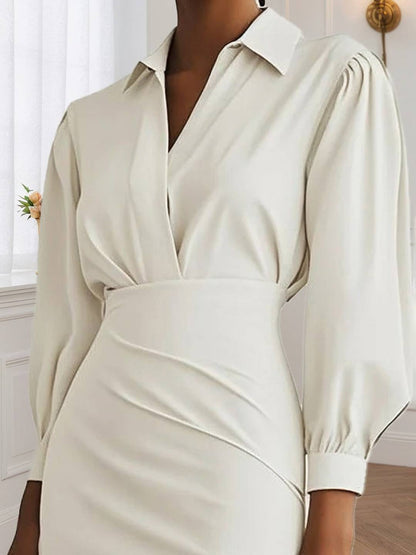 Cocolii robe courte découpes moulante fendu le côté v-cou manches longues casual élégant pour le bureau et les soirées cérémonie