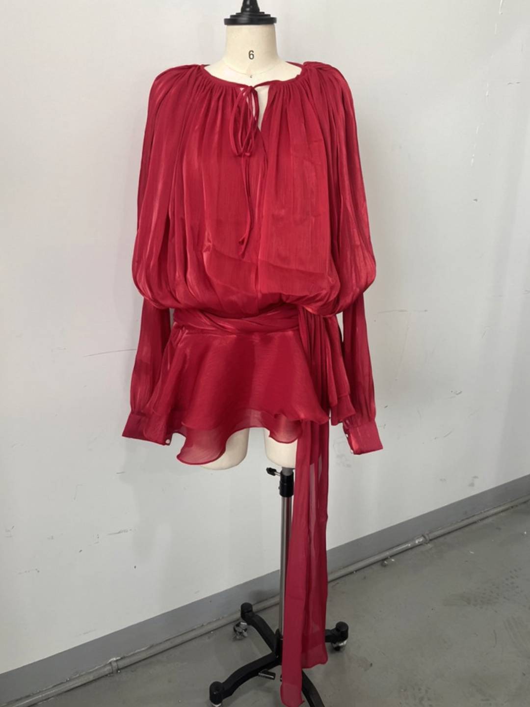 Cocolii ensemble robe courte tulle à volantée manches bouffantes manches longues femme élégant décontracté de cocktail