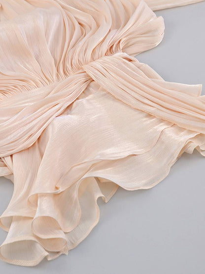 Cocolii ensemble robe courte tulle à volantée manches bouffantes manches longues femme élégant décontracté de cocktail