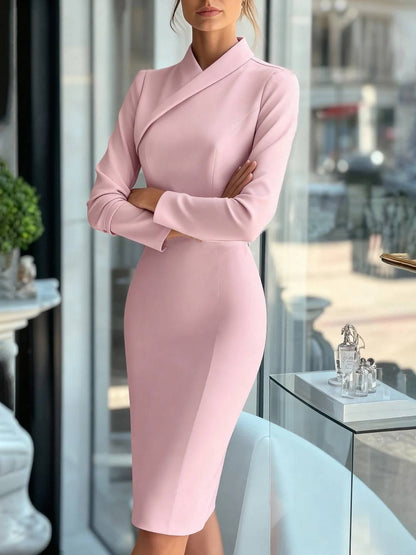 Cocolii courte robe cayon femme manches longues robe fourreau moulante v-cou mode casual pour bureau cocktail