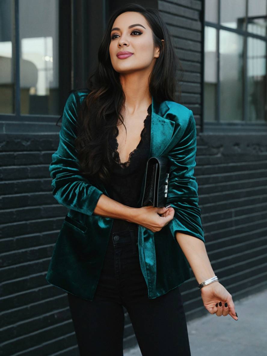 Cocolii blazer en velours col revers élégant mode femme vintage veste