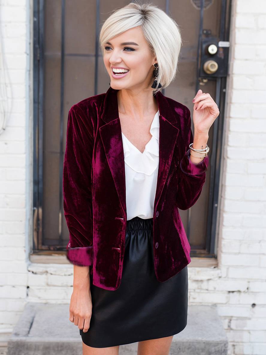 Cocolii blazer en velours col revers élégant mode femme vintage veste