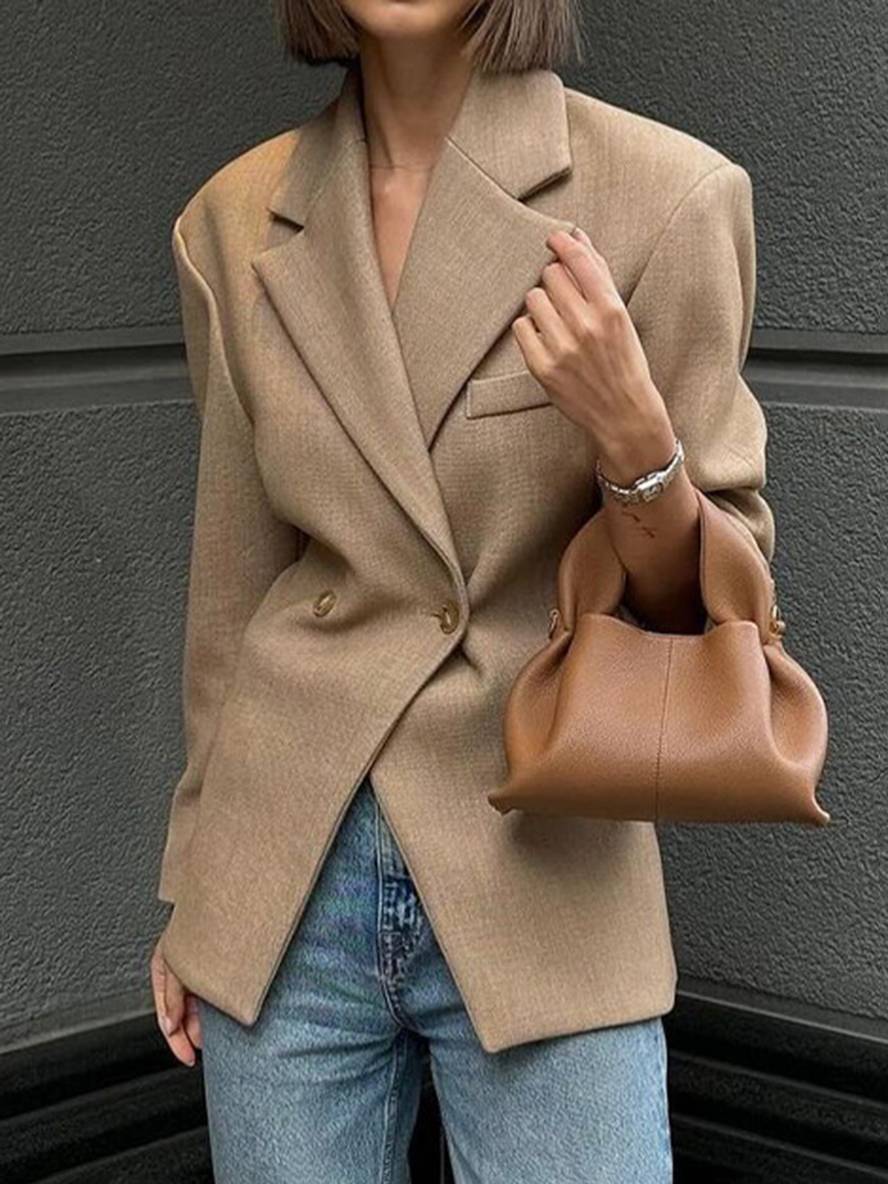 Cocolii blazer de bureau boutons poches manches longues femme élégant décontracté ample veste