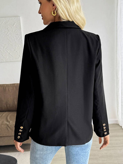 Cocolii blazer femme boutons poches col revers manches longues style tailleur simple décontracté travail blouson