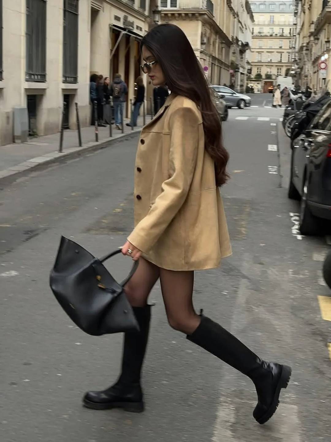 Cocolii blazer en suedine boutonnage poches col revers manches longues femme élégant vintage décontracté blouson