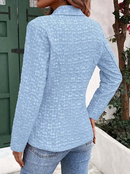 Cocolii court jacquard blazer femme double boutonnage manches longues décontracté mode veste de bureau automne