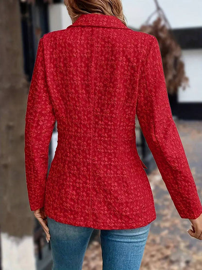 Cocolii court jacquard blazer femme double boutonnage manches longues décontracté mode veste de bureau automne